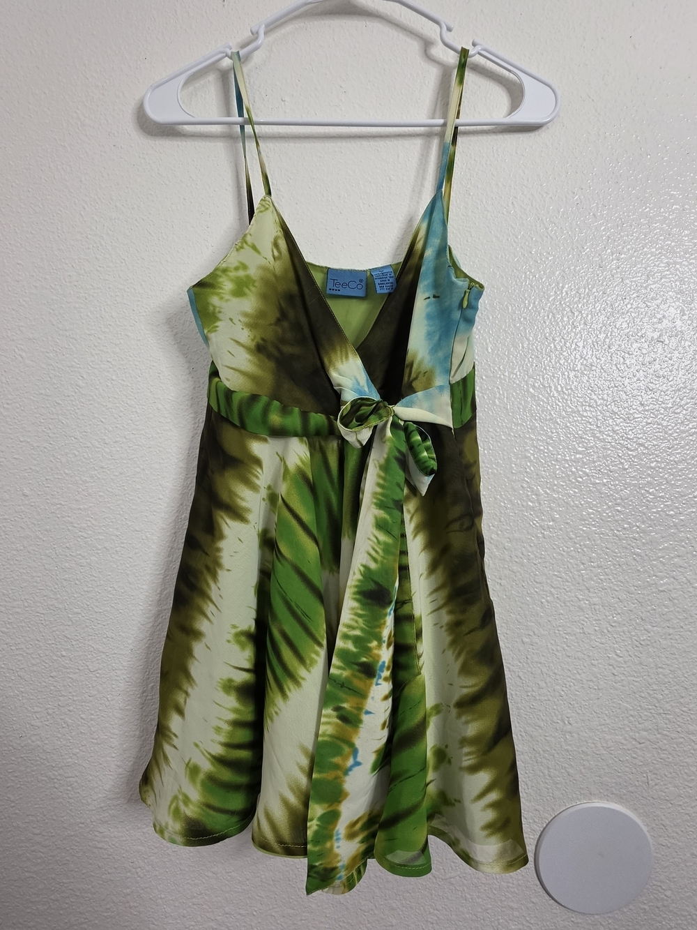 ​Vintage TeeCo Y2K Fairycore TieDye Baby Doll Cami TankTop Medium Green Chiffon